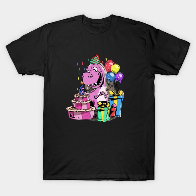 Dinosaur Birthday Shirt For A 6 Year Old T-Shirt by iHeartDinosaurs